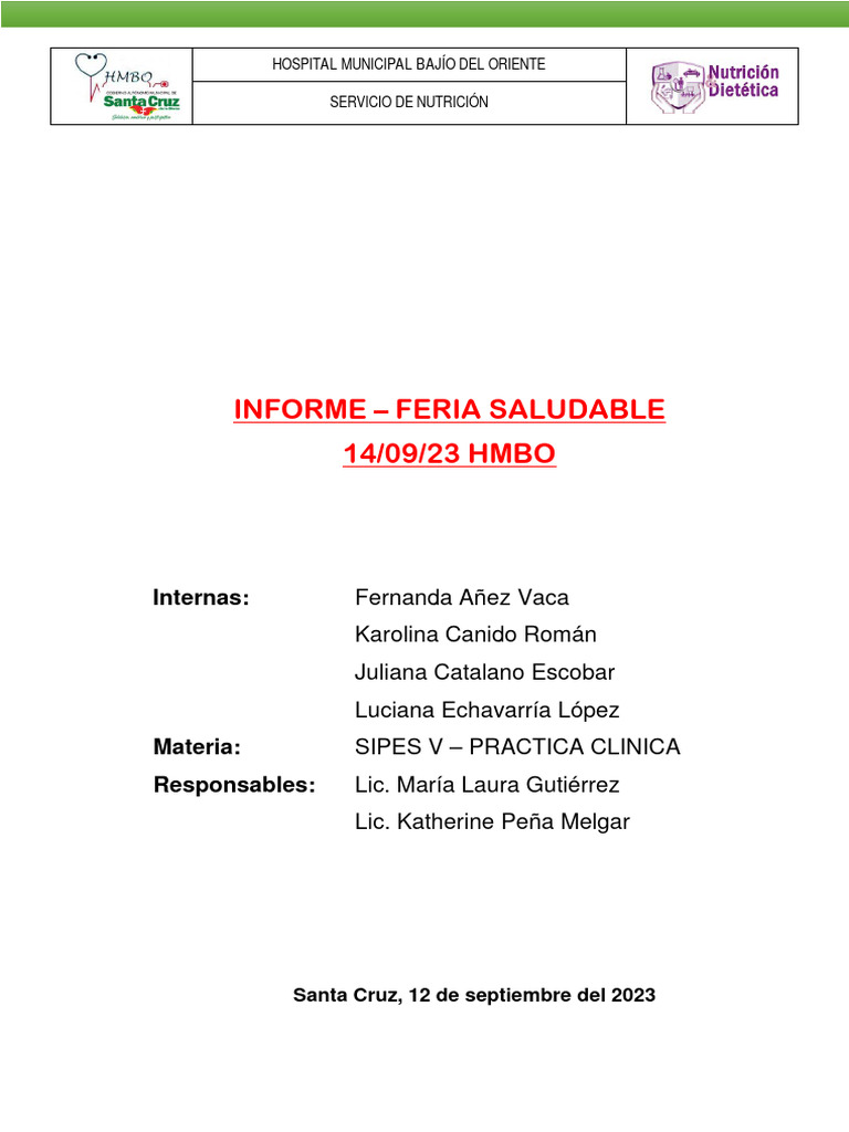 Informe Feria Saludable | PDF | Nutrición | Dieta y nutrición