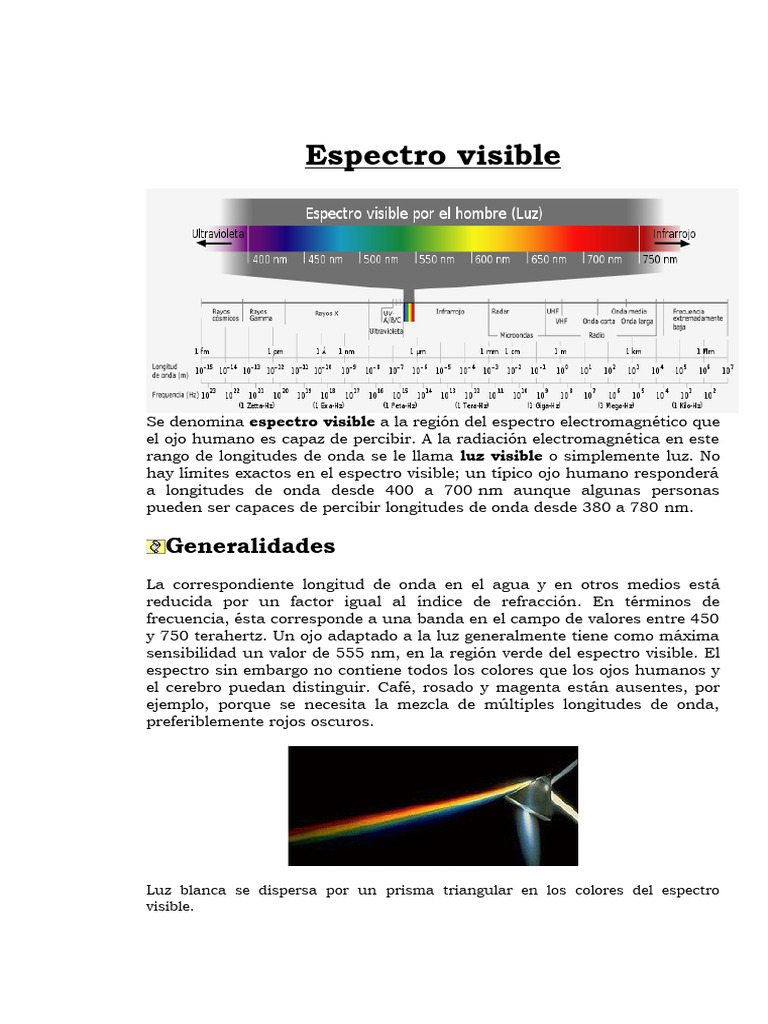 La Luz Pdf Espectro Electromagnético Radiación Electromagnética