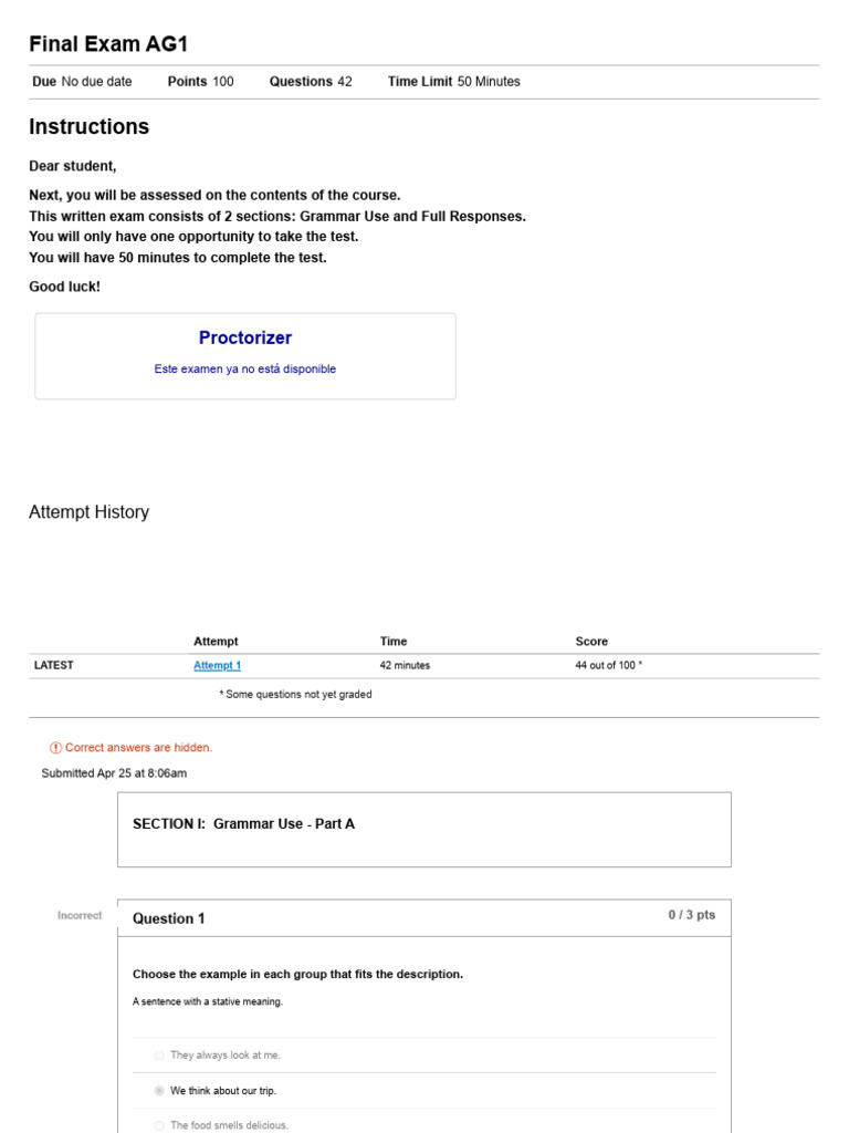 Final Exam Instructions for AG1 | PDF | Phrase