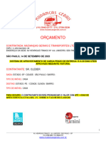 Orçamento Aproveitamento - SR Cleber - São Paulo - SP X Olinda - Pe