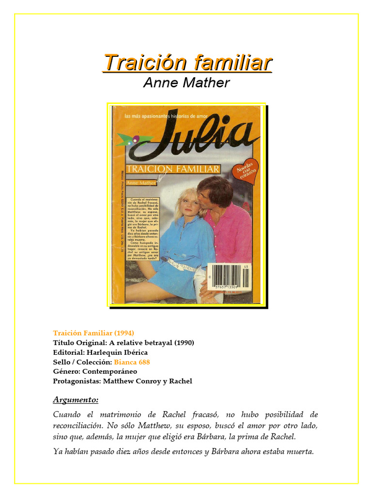 Anne Mather - Traición Familiar | PDF