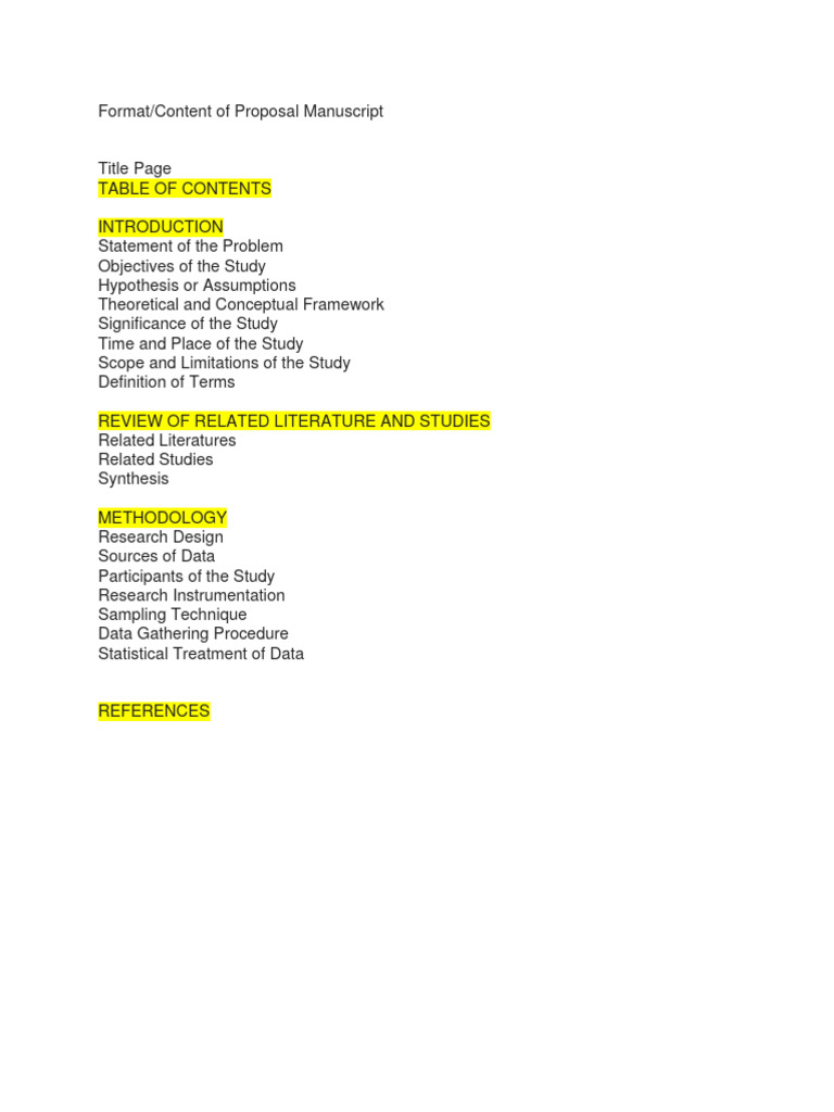 Proposal Manuscript Format Guide | PDF | Science & Mathematics ...