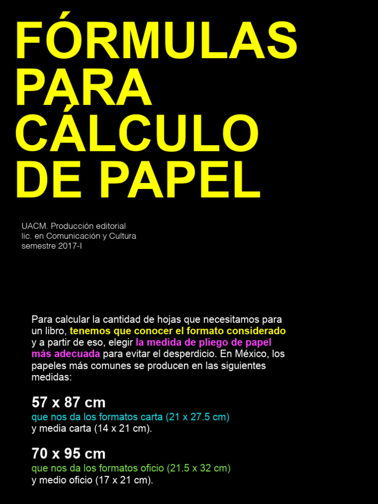 Cálculo de Papel para Imprenta | PDF | Hogar, jardinería y bricolaje