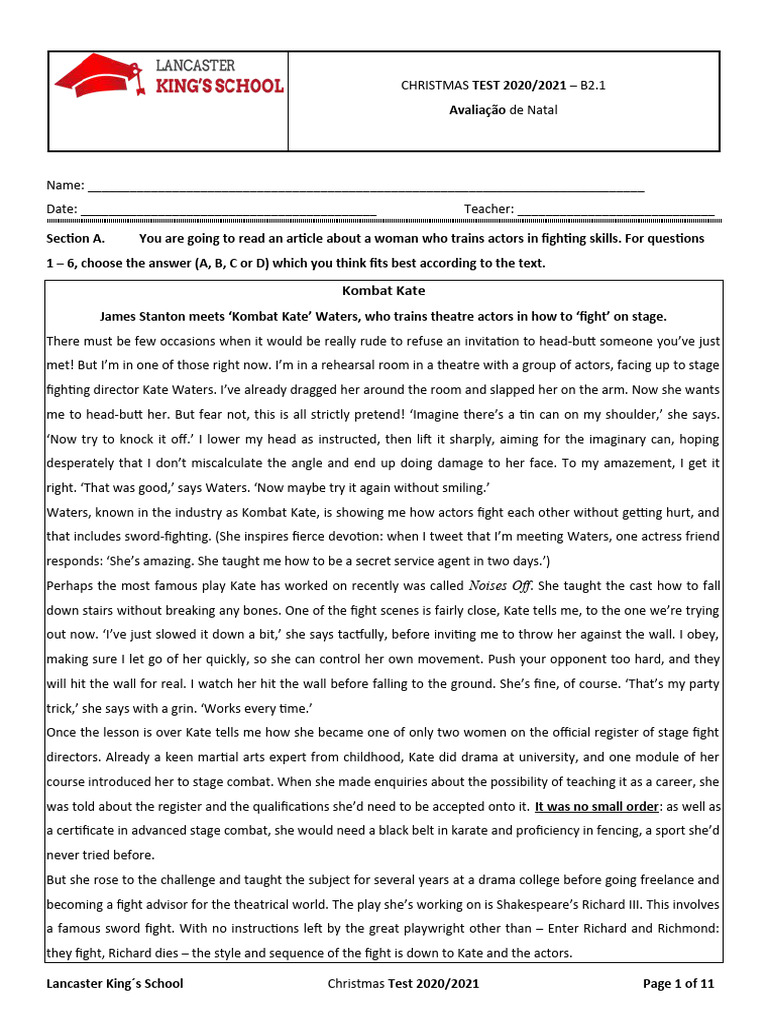 B2 1 christmas test 2020 2021 pdf