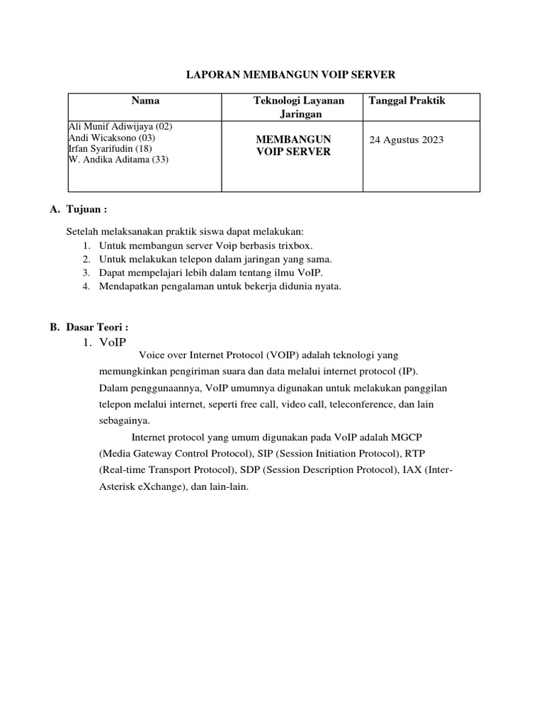 Instalasi 2 server voip dengan 1 router mikrotik pdf