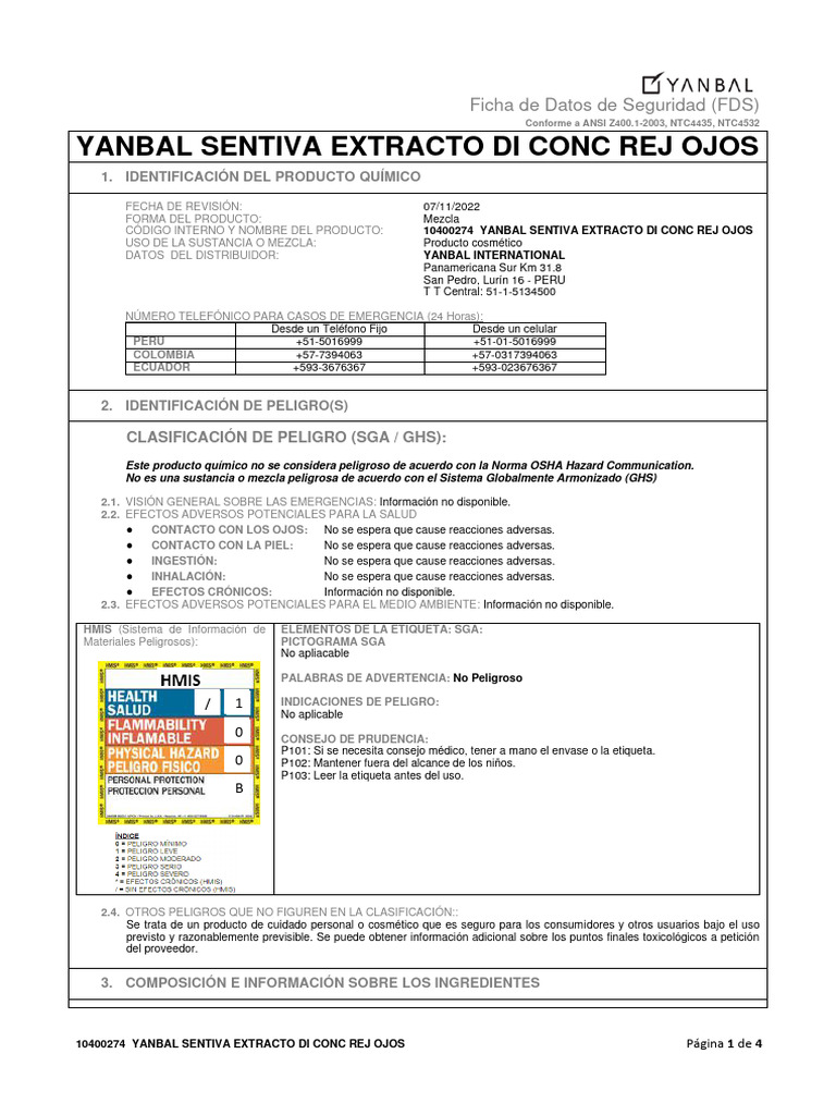 Yanbal Sentiva Extracto Di Conc Rej Ojos. Esp | PDF | Relaciones ...