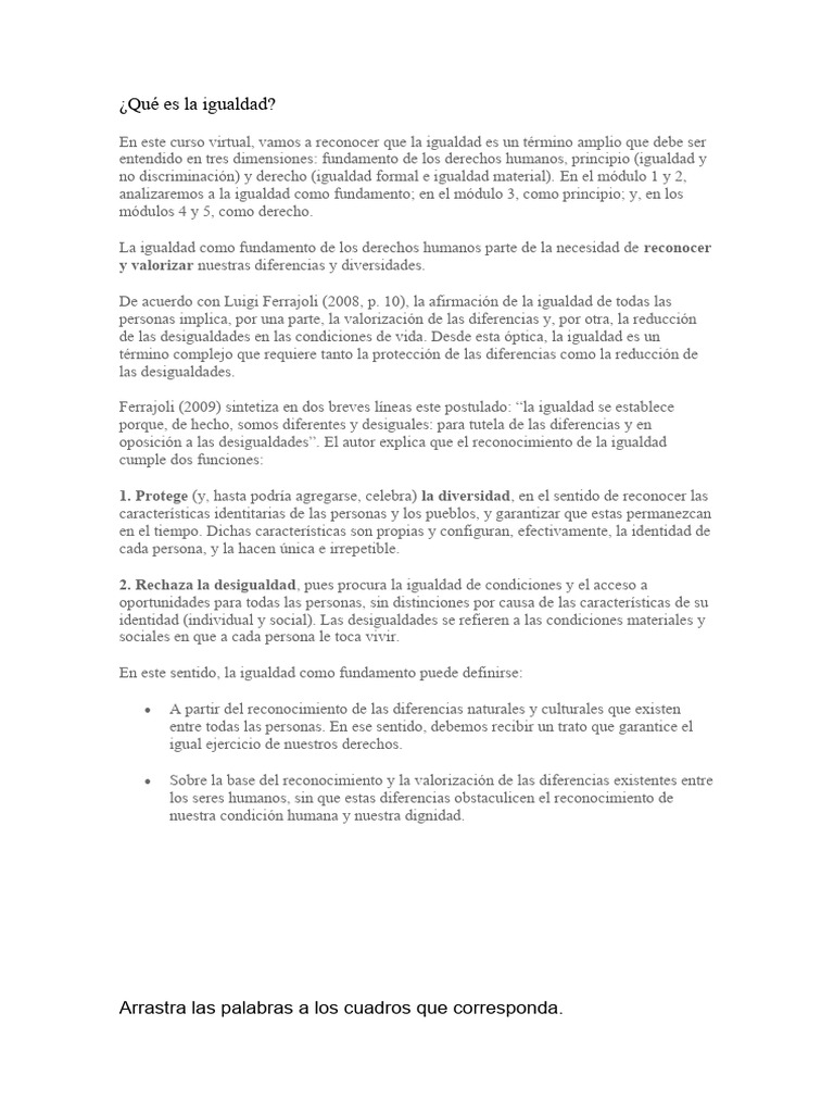 Fundamentos de la Igualdad Humana | PDF | Derechos humanos ...