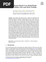 Transformer-Based Cross-Modal Recipe Embeddings With Large Batch Training