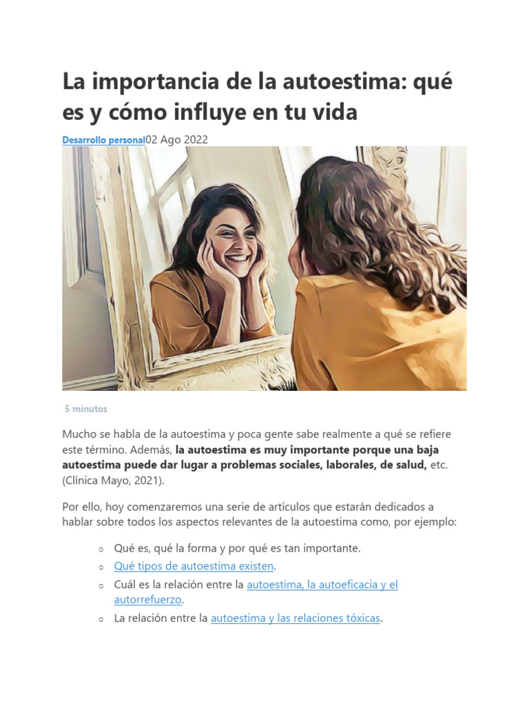 La Importancia de La Autoestima | PDF | Autoestima | Psicología Social