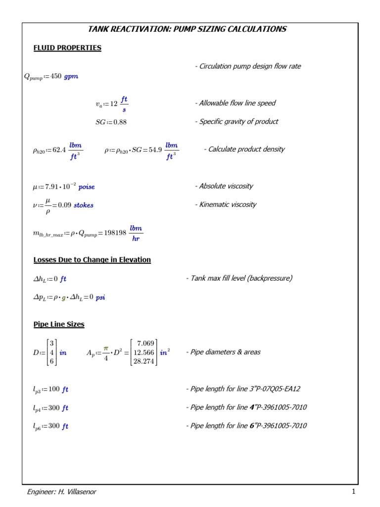 Pump Sizing Calculations vII123 PDF Pump Viscosity