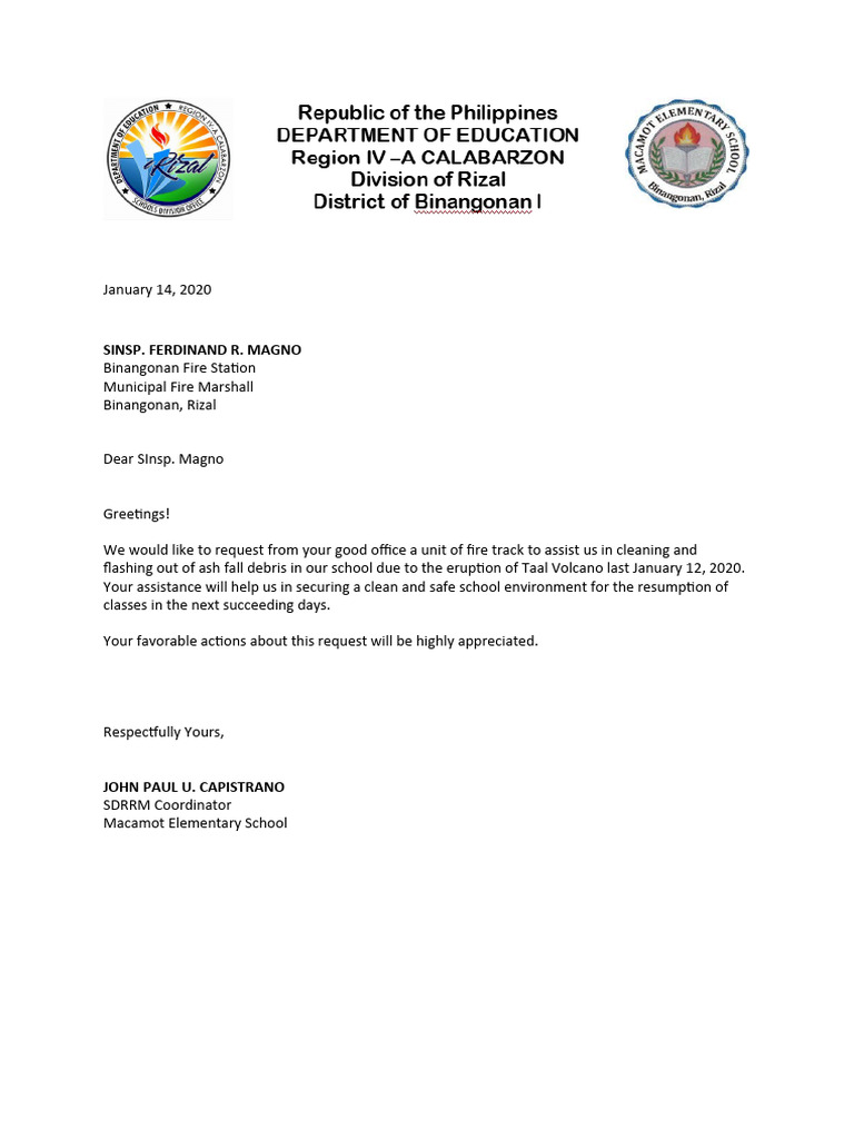 Sample Application Letter For Bfp
