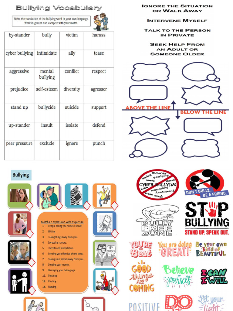 6 bullying vocabulary handout pdf