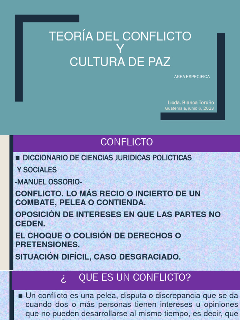 Teoría del Conflicto y Cultura de Paz | PDF | Violencia | Conflicto ...
