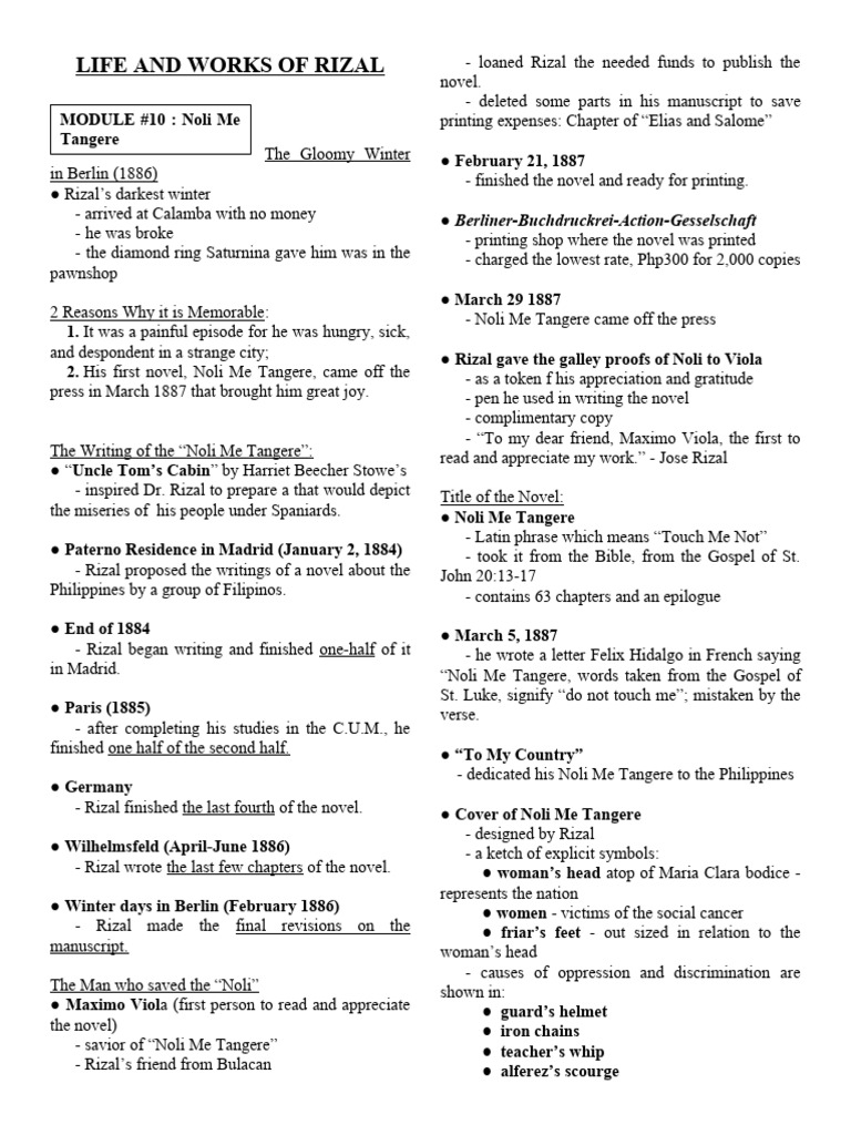 Rizal's Journey: Noli Me Tangere Insights | PDF | Tagalog Language ...