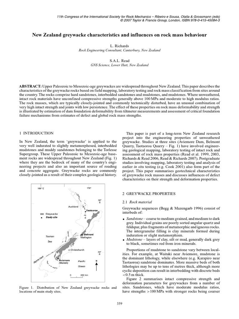 New Zealand Greywacke Geotechnics | PDF | Strength Of Materials | Geology
