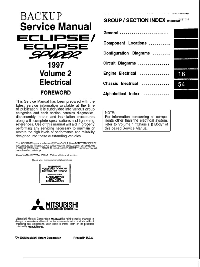 97-99 mitsubishi eclipse Electrical manual | Troubleshooting | Electrical  Connector