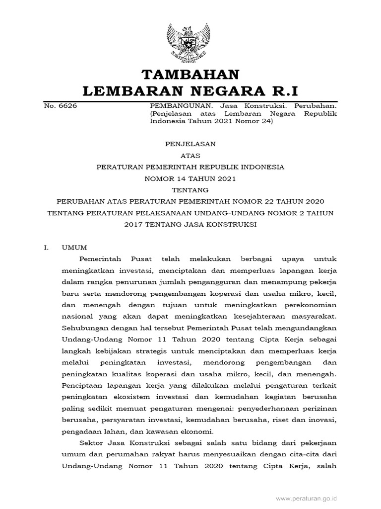 Preview of Penjelasan PP NO 14 Tahun 2021 document