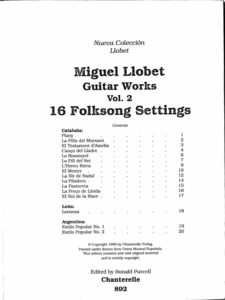 Llobet Guitar Works Vol. 2 PDF