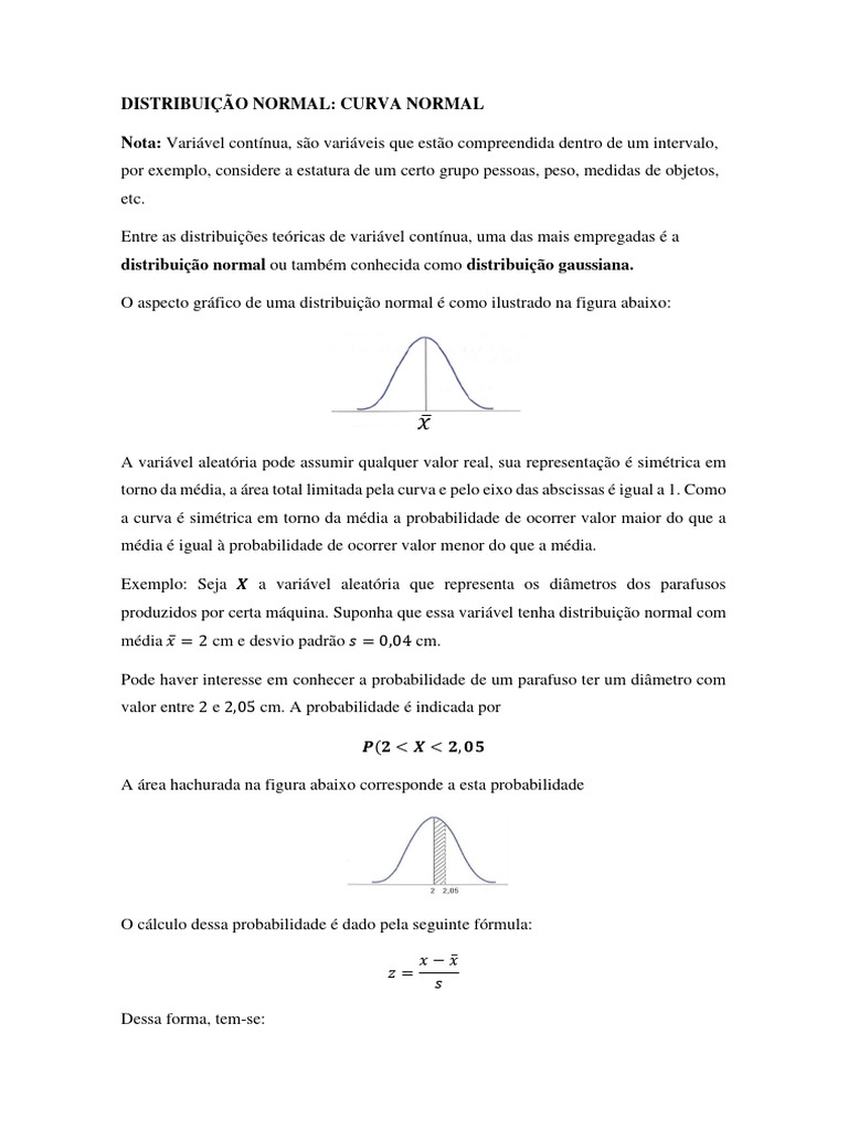Distribuicao Normal | PDF | Distribuição normal | Distribuição de ...