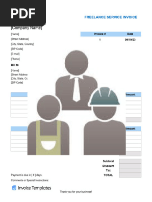 Freelance Service Invoice Template Word Excel PDF