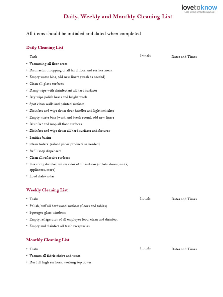 147 Daily Weekly Monthly Checklist | PDF