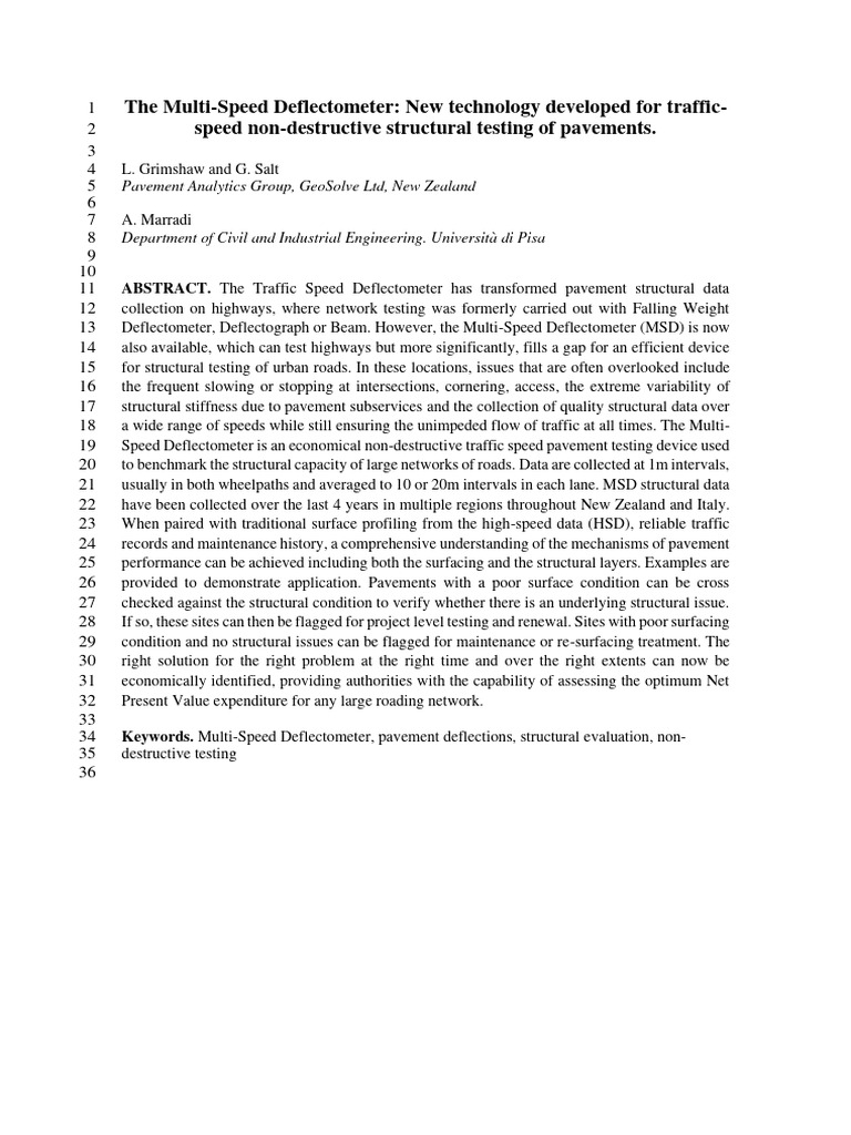 Multi-Speed Deflectometer for Pavement Testing | PDF | Road | Road Surface