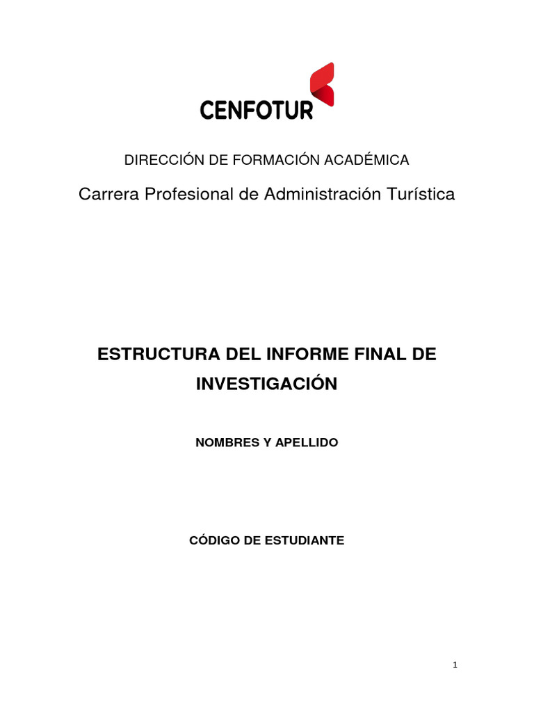 2.1 Estructura Del Informe Final de Investigación | PDF