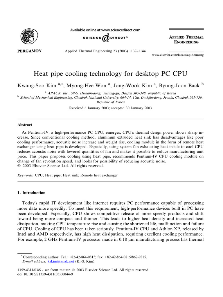 Heat Pipe Cooling for CPUs | PDF | Heat Transfer | Transport Phenomena