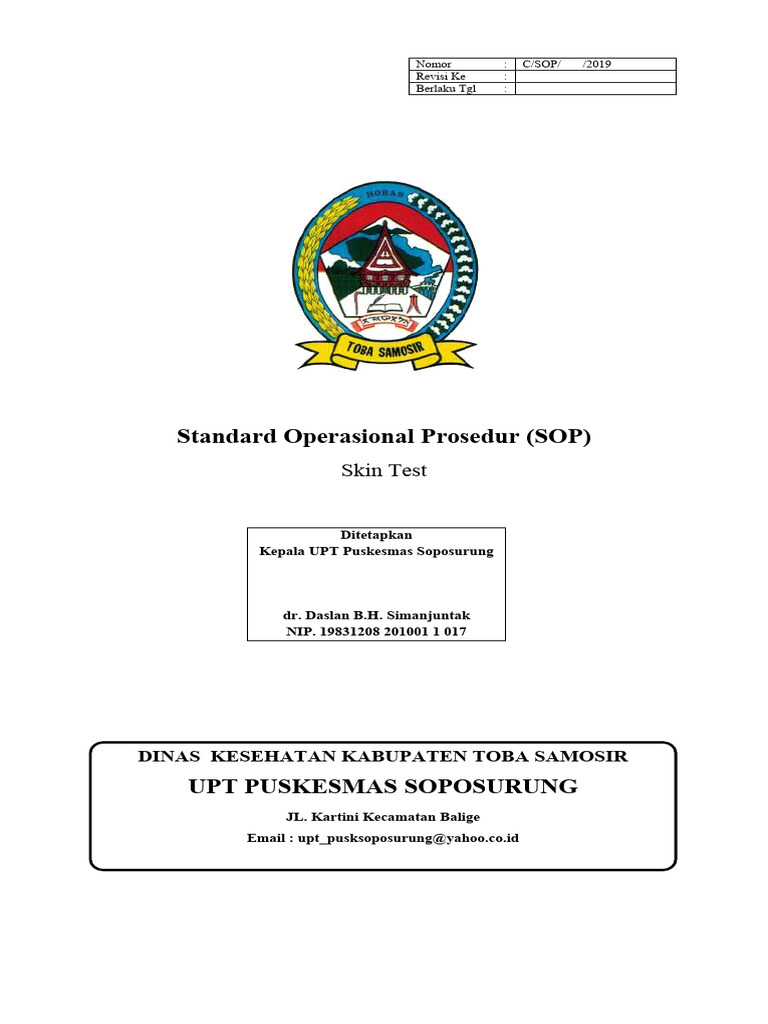 SOP Skin Test Puskesmas Soposurung | PDF