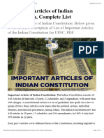 Important Articles of Indian Constitution, Complete List