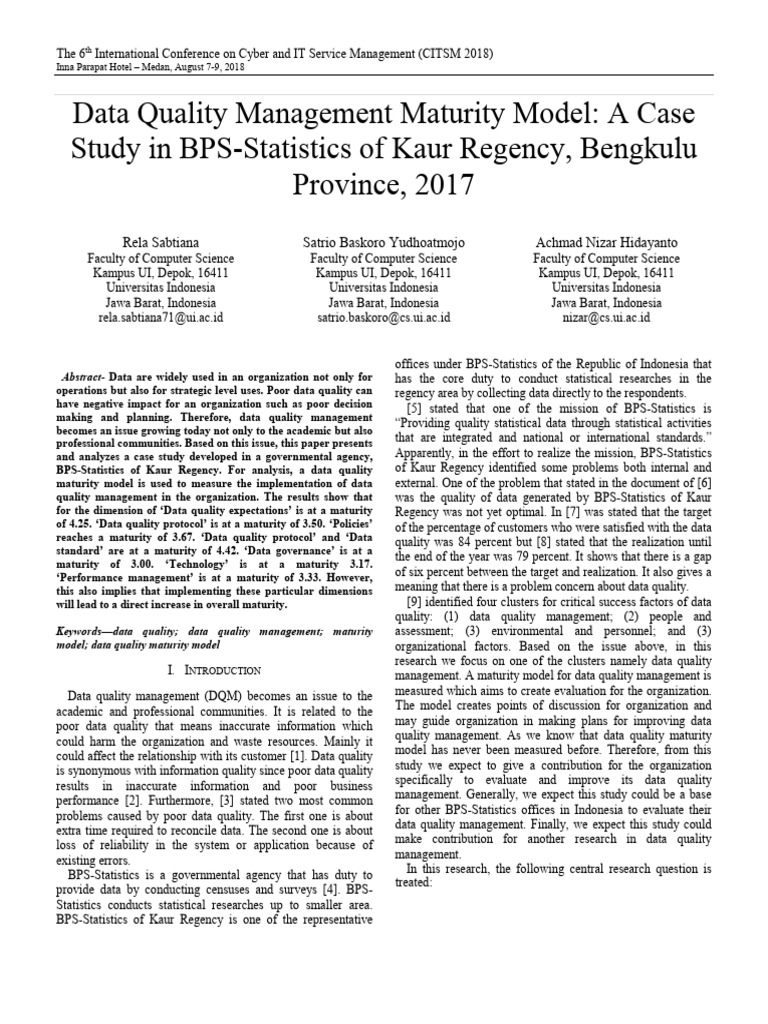 Citsm2018 data quality management maturity model bps bengkulu pdf