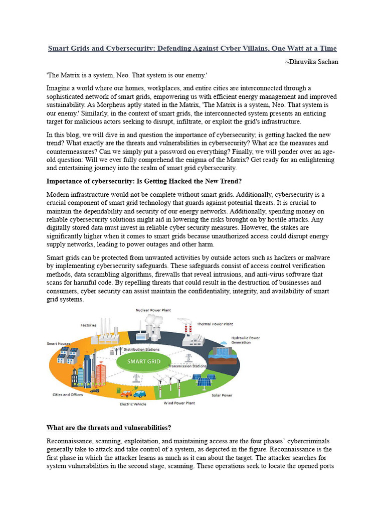 Smart Grids and Cybersecurity Defending Against Cyber Villains, One