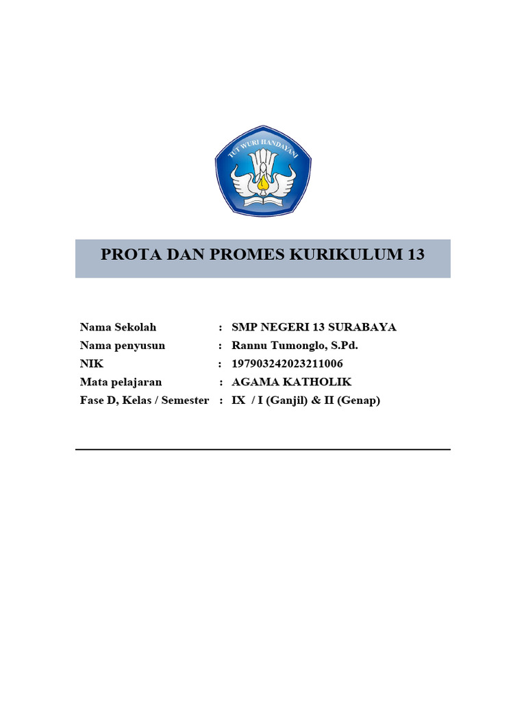 Prota Promes Agama Katolik SMP 13 | PDF