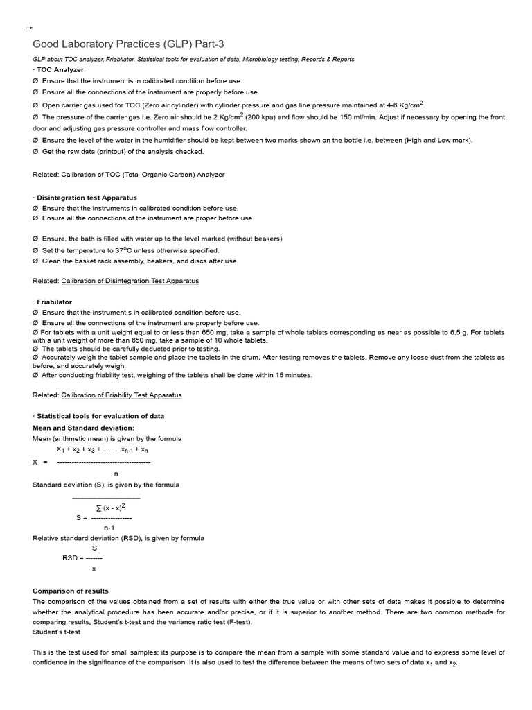 Good Laboratory Practices (GLP) Part3 Pharmaguideline PDF