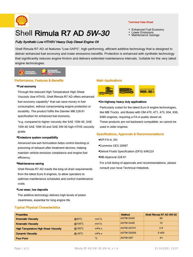 Shell Rimula R7 AD 5W-30: Performance, Features & Benefits Main ...