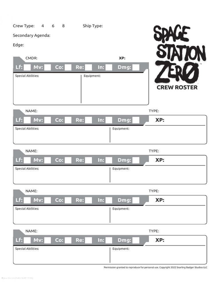 Space Station Zero Crew Roster | PDF | Social Information Processing ...