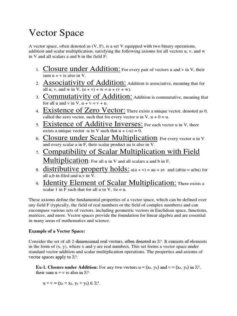 Vector Space | PDF | Vector Space | Euclidean Space