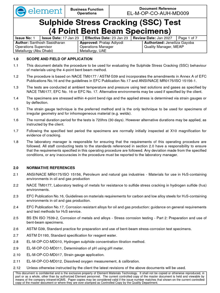 SSC Testing Procedure Overview | PDF | Ph | Stress (Mechanics)