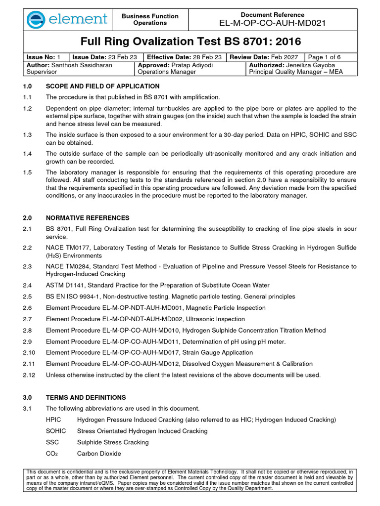 Full Ring Ovalization Test Procedure | PDF | Ph | Pipe (Fluid Conveyance)