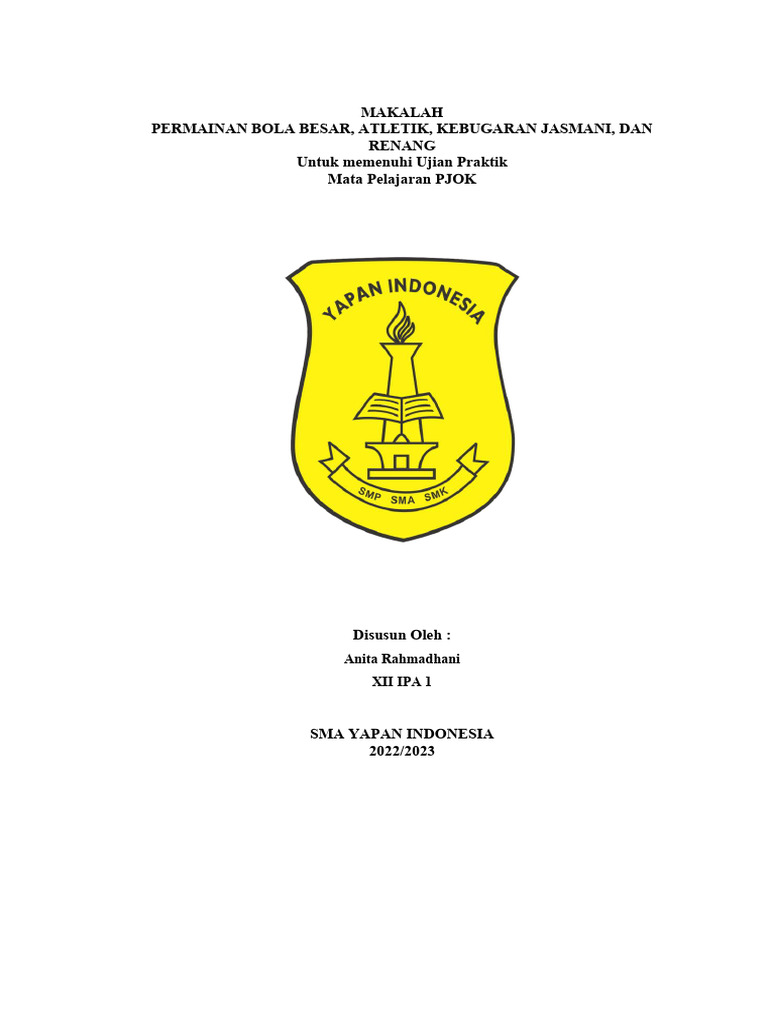 Makalah Uprak Pjok Anita.r Xii Ipa 1 | PDF | Karier & Perkembangan ...