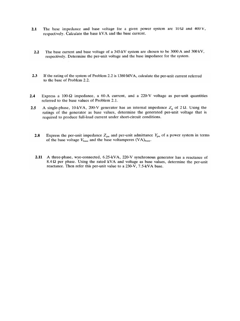 Power System Problem PDF