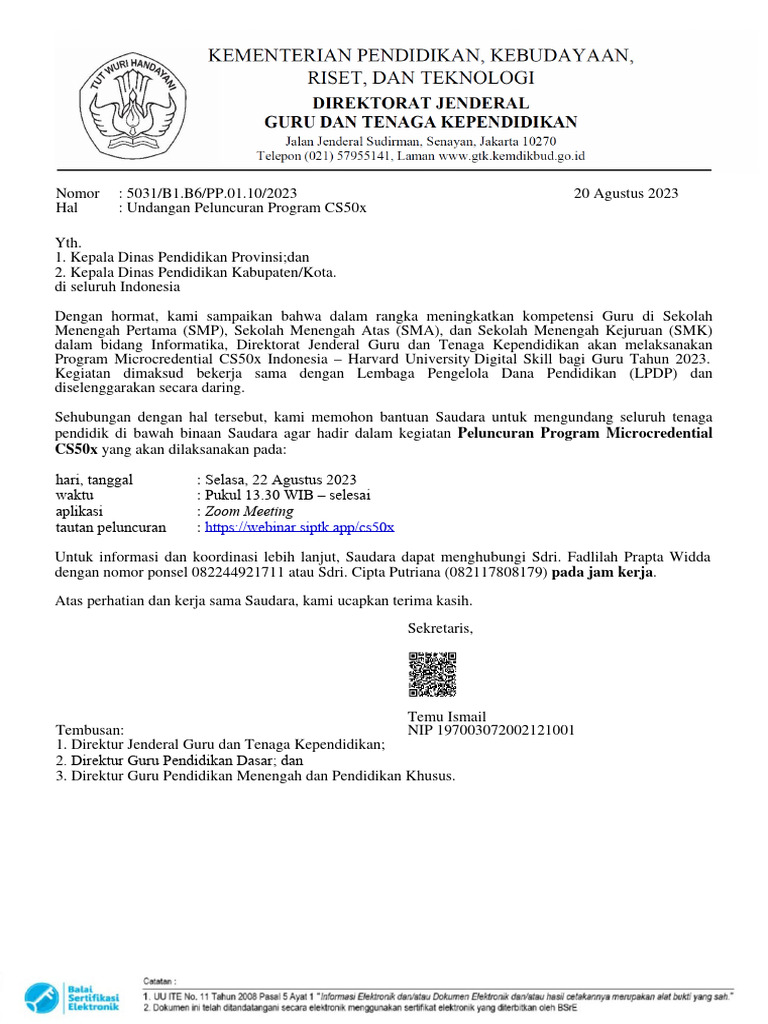 Undangan Peluncuran Program CS50x 2023 | PDF