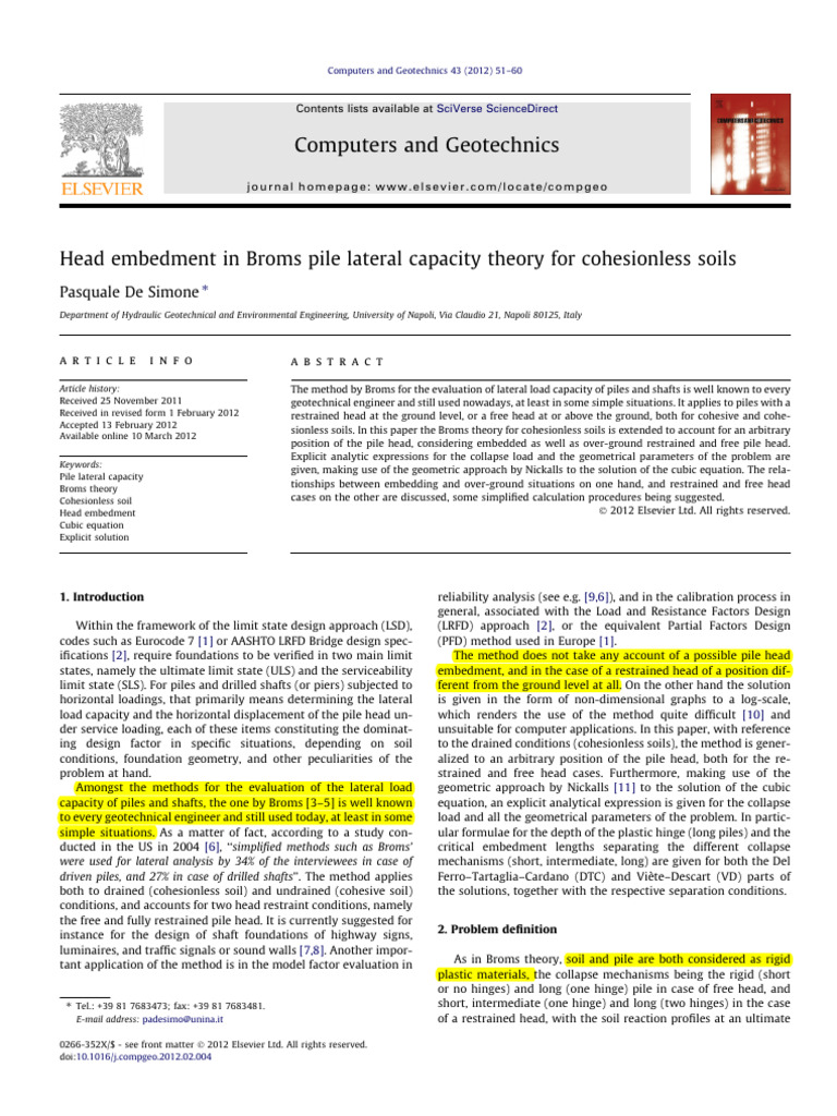 Extended Broms Theory for Pile Capacity | PDF | Deep Foundation ...
