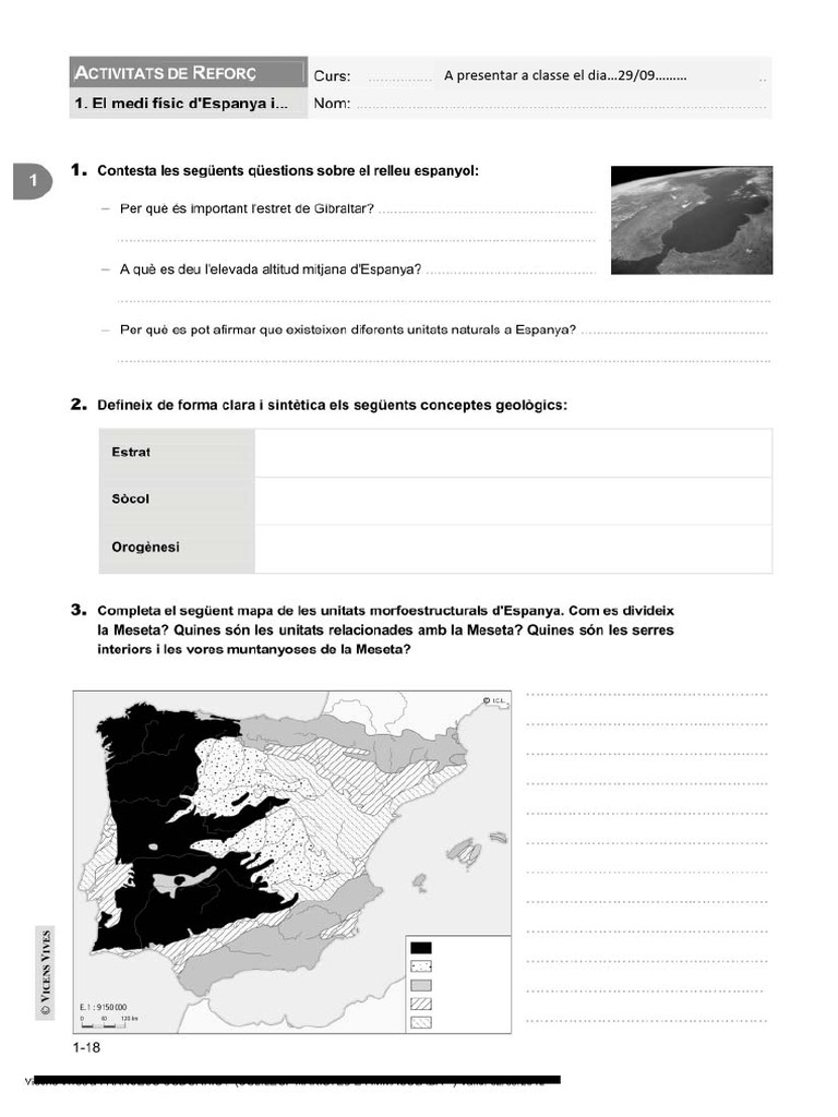 Activitats Tema 2 El Medi Físic D'espanya I de Catalunya | PDF