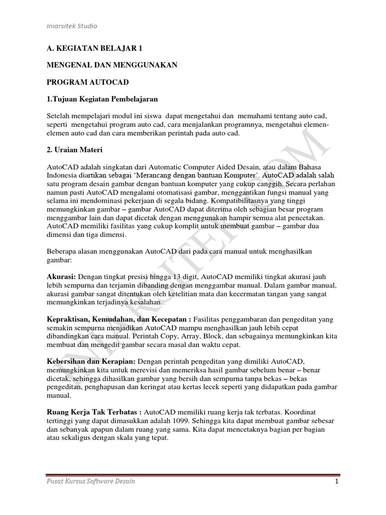 Modul Autocad Arsitektur | PDF