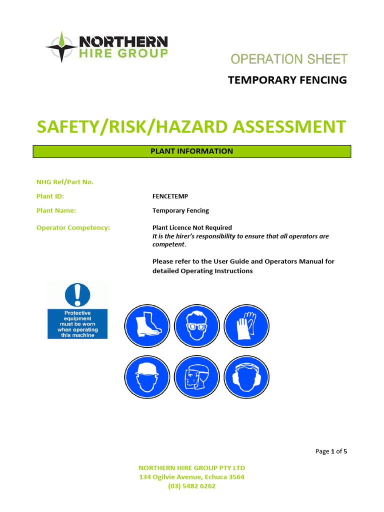 Temporary Fencing Safety Assessment Guide | PDF | Risk | Safety