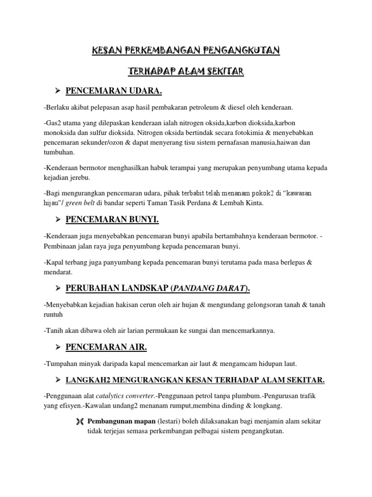 Kesan Perkembangan Pengangkutan  PDF