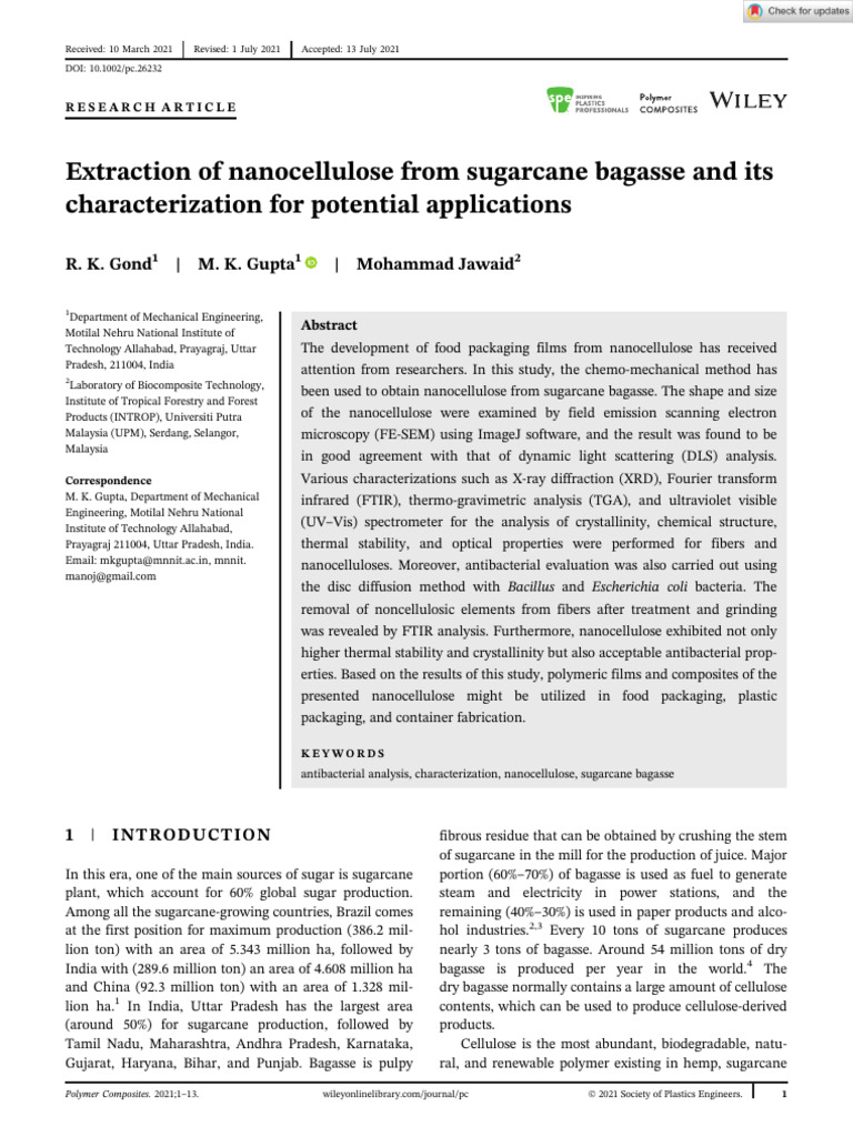 21 Synthesis of NC From Bagasse | PDF | Ultraviolet | Cellulose