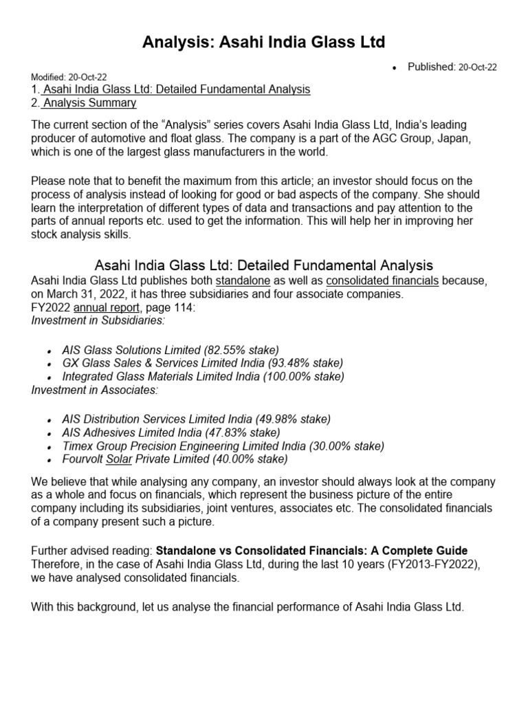 Analysis Asahi Glass | PDF | Dumping (Pricing Policy) | Foreign ...