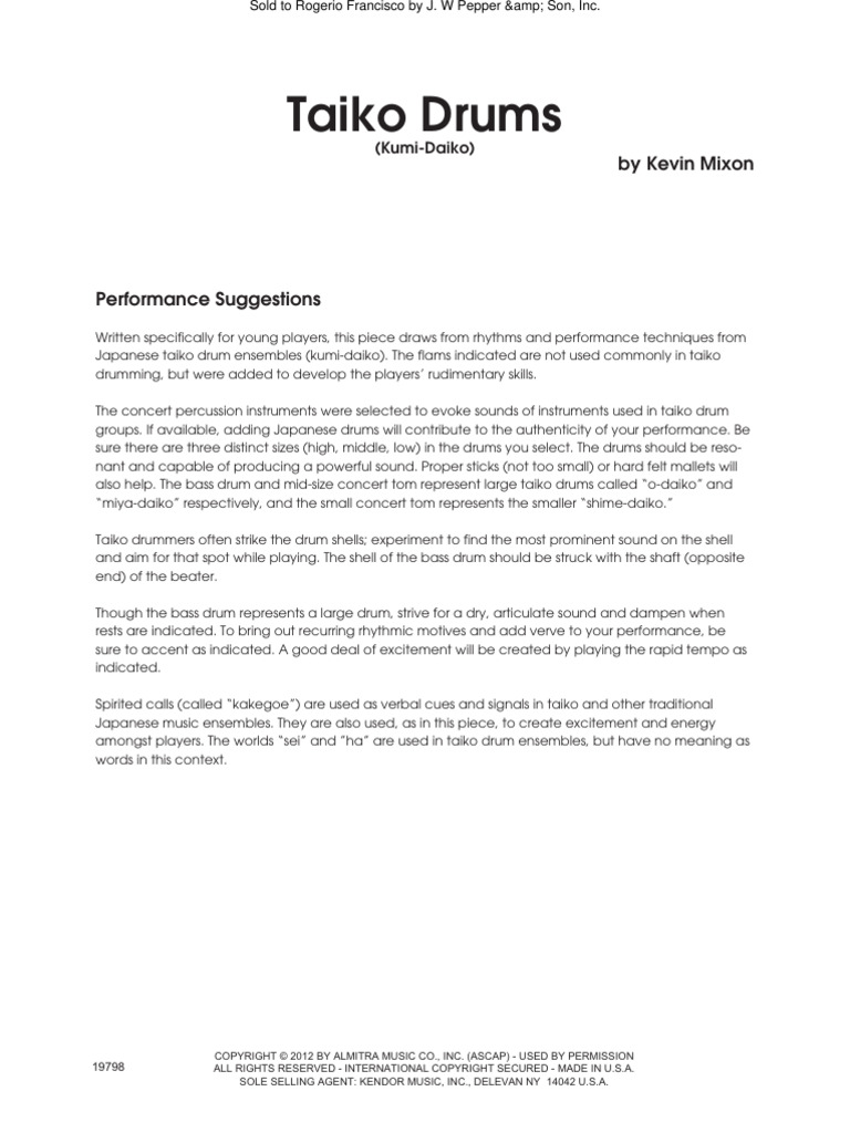 Taiko Drums Trio PDF Drum Percussion Instruments